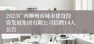 2023广西柳州市城市建设投资发展集团有限公司招聘14人公告