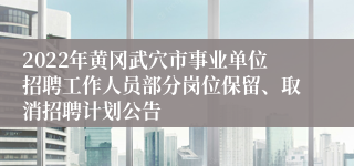 2022年黄冈武穴市事业单位招聘工作人员部分岗位保留、取消招聘计划公告