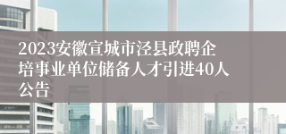 2023安徽宣城市泾县政聘企培事业单位储备人才引进40人公告