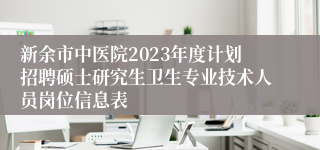 新余市中医院2023年度计划招聘硕士研究生卫生专业技术人员岗位信息表