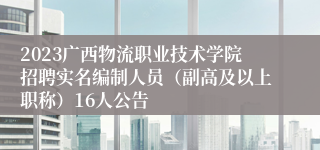 2023广西物流职业技术学院招聘实名编制人员（副高及以上职称）16人公告