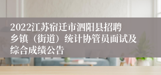 2022江苏宿迁市泗阳县招聘乡镇（街道）统计协管员面试及综合成绩公告