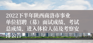 2022下半年陕西商洛市事业单位招聘(募)面试成绩、考试总成绩、进入体检人员及考察安排公告