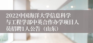2022中国海洋大学信息科学与工程学部中英合作办学项目人员招聘1人公告（山东）
