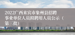 2022广西来宾市象州县招聘事业单位人员拟聘用人员公示（第三批）