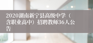 2020湖南新宁县高级中学（含职业高中）招聘教师36人公告