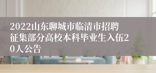 2022山东聊城市临清市招聘征集部分高校本科毕业生入伍20人公告