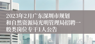 2023年2月广东深圳市规划和自然资源局光明管理局招聘一般类岗位专干1人公告