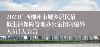 2023广西柳州市城乡居民最低生活保障管理办公室招聘编外人员1人公告