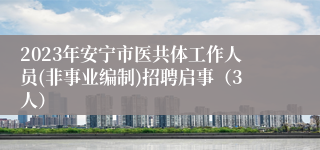 2023年安宁市医共体工作人员(非事业编制)招聘启事（3人）