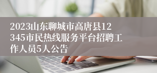 2023山东聊城市高唐县12345市民热线服务平台招聘工作人员5人公告