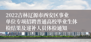 2022吉林辽源市西安区事业单位专项招聘普通高校毕业生体检结果及递补人员体检通知