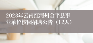 2023年云南红河州金平县事业单位校园招聘公告（12人）