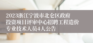 2023浙江宁波市北仑区政府投资项目评审中心招聘工程造价专业技术人员4人公告