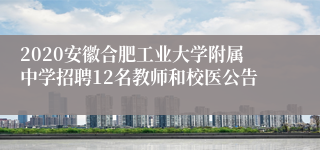 2020安徽合肥工业大学附属中学招聘12名教师和校医公告