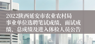 2022陕西延安市农业农村局事业单位选聘笔试成绩、面试成绩、总成绩及进入体检人员公告