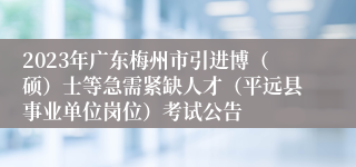 2023年广东梅州市引进博（硕）士等急需紧缺人才（平远县事业单位岗位）考试公告
