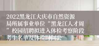 2022黑龙江大庆市自然资源局所属事业单位“黑龙江人才周”校园招聘拟进入体检考察阶段考生名单及体检时间公