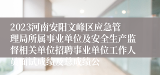2023河南安阳文峰区应急管理局所属事业单位及安全生产监督相关单位招聘事业单位工作人员面试成绩及总成绩公