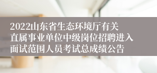 2022山东省生态环境厅有关直属事业单位中级岗位招聘进入面试范围人员考试总成绩公告