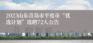 2023山东青岛市平度市“优选计划”选聘72人公告