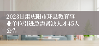 2023甘肃庆阳市环县教育事业单位引进急需紧缺人才45人公告