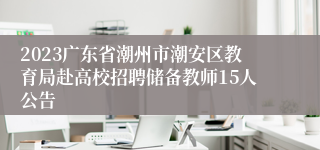 2023广东省潮州市潮安区教育局赴高校招聘储备教师15人公告