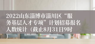 2022山东淄博市淄川区“服务基层人才专项”计划招募报名人数统计（截止8月31日9时）
