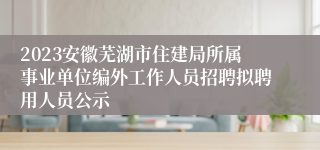 2023安徽芜湖市住建局所属事业单位编外工作人员招聘拟聘用人员公示