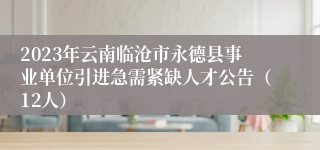 2023年云南临沧市永德县事业单位引进急需紧缺人才公告（12人）