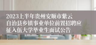 2023上半年贵州安顺市紫云自治县乡镇事业单位前置招聘应征入伍大学毕业生面试公告