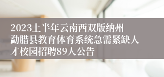 2023上半年云南西双版纳州勐腊县教育体育系统急需紧缺人才校园招聘89人公告