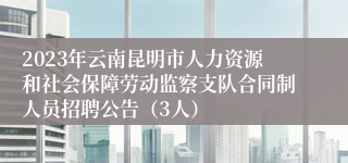 2023年云南昆明市人力资源和社会保障劳动监察支队合同制人员招聘公告（3人）