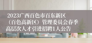  2023广西百色市百东新区（百色高新区）管理委员会春季高层次人才引进招聘1人公告