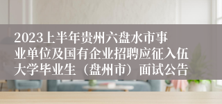 2023上半年贵州六盘水市事业单位及国有企业招聘应征入伍大学毕业生（盘州市）面试公告