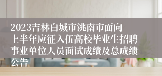 2023吉林白城市洮南市面向上半年应征入伍高校毕业生招聘事业单位人员面试成绩及总成绩公告