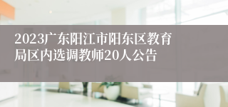 2023广东阳江市阳东区教育局区内选调教师20人公告