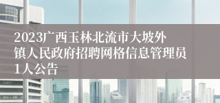 2023广西玉林北流市大坡外镇人民政府招聘网格信息管理员1人公告