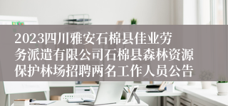 2023四川雅安石棉县佳业劳务派遣有限公司石棉县森林资源保护林场招聘两名工作人员公告