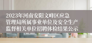 2023年河南安阳文峰区应急管理局所属事业单位及安全生产监督相关单位招聘体检结果公示