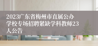 2023广东省梅州市直属公办学校专场招聘紧缺学科教师23人公告