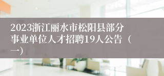 2023浙江丽水市松阳县部分事业单位人才招聘19人公告（一）