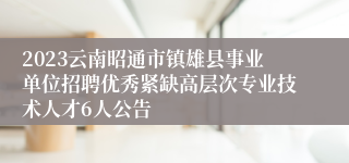 2023云南昭通市镇雄县事业单位招聘优秀紧缺高层次专业技术人才6人公告