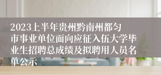 2023上半年贵州黔南州都匀市事业单位面向应征入伍大学毕业生招聘总成绩及拟聘用人员名单公示