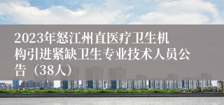 2023年怒江州直医疗卫生机构引进紧缺卫生专业技术人员公告（38人）