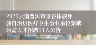 2023云南普洱市景谷傣族彝族自治县医疗卫生事业单位紧缺急需人才招聘11人公告