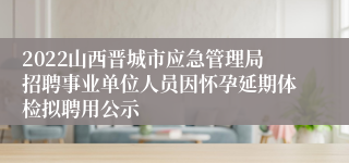 2022山西晋城市应急管理局招聘事业单位人员因怀孕延期体检拟聘用公示