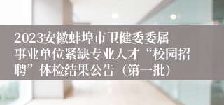 2023安徽蚌埠市卫健委委属事业单位紧缺专业人才“校园招聘”体检结果公告（第一批）
