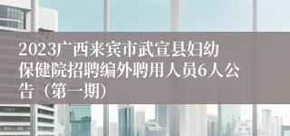 2023广西来宾市武宣县妇幼保健院招聘编外聘用人员6人公告（第一期）