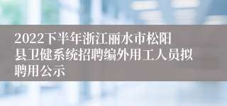 2022下半年浙江丽水市松阳县卫健系统招聘编外用工人员拟聘用公示